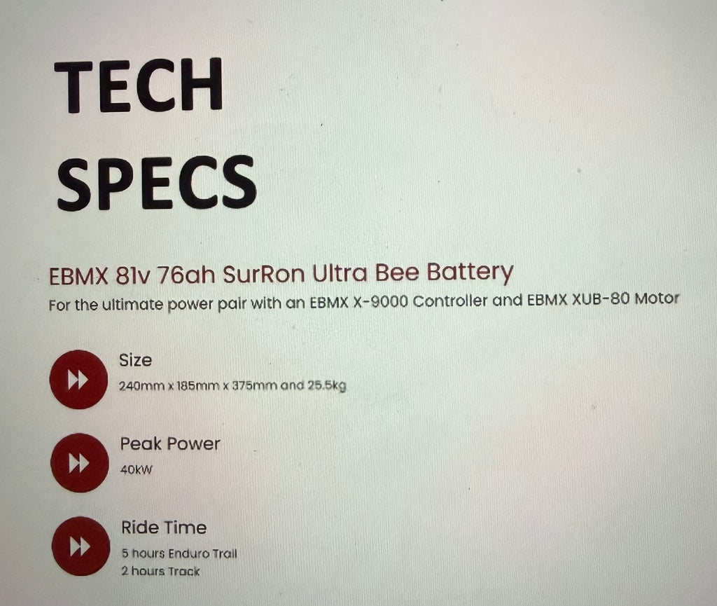 EBMX high power battery for Surron Ultra Bee 81v 45ahp